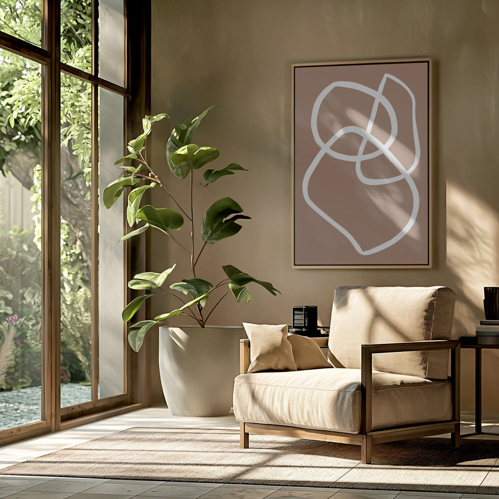 Abstracte lijnen mokka | Poster