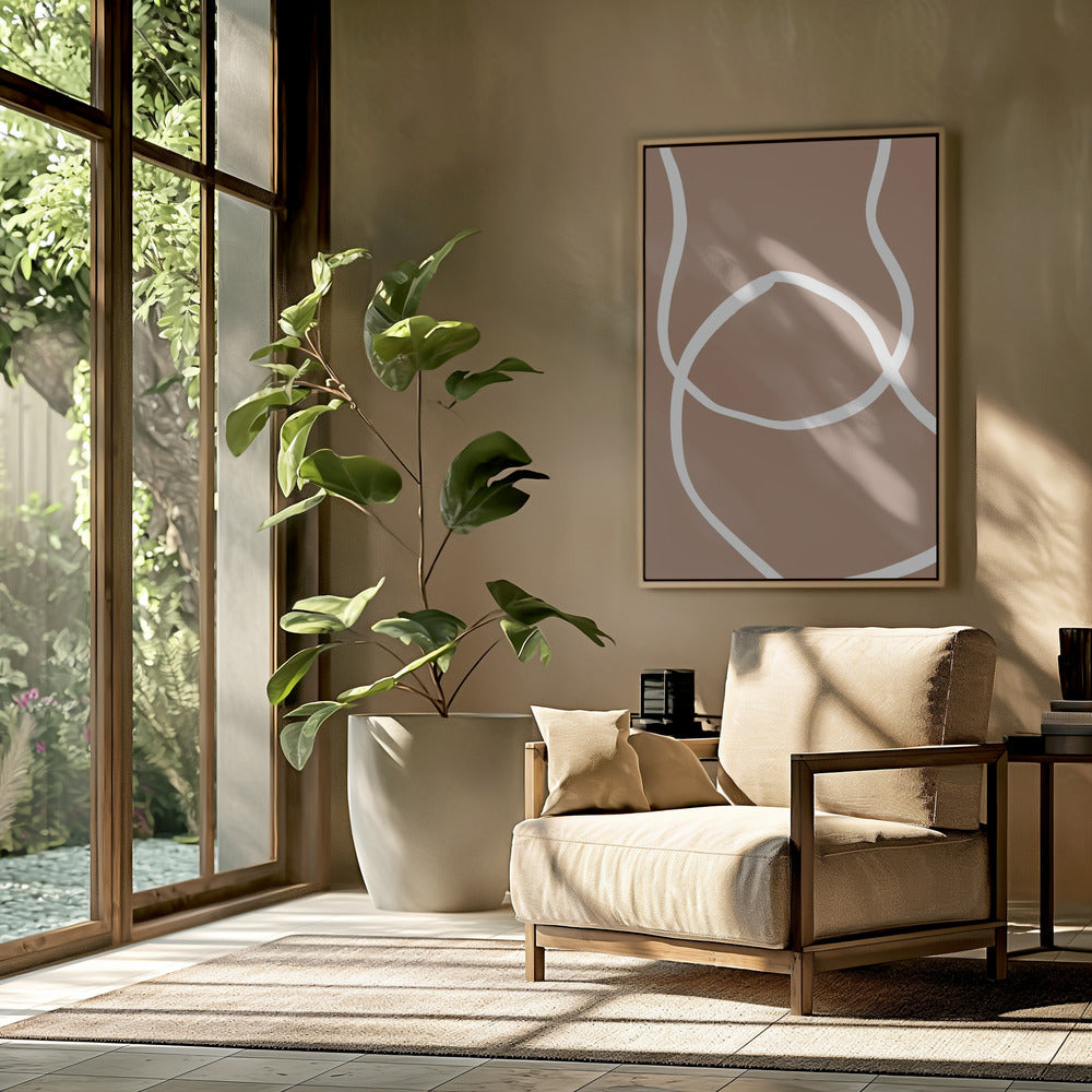Abstracte lijnen Mocha 2 | Poster