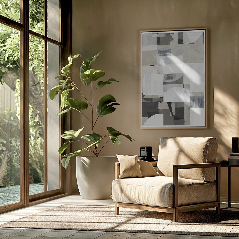 Abstracte Mocha Zwart Wit Compositie Nr. 2 | Poster