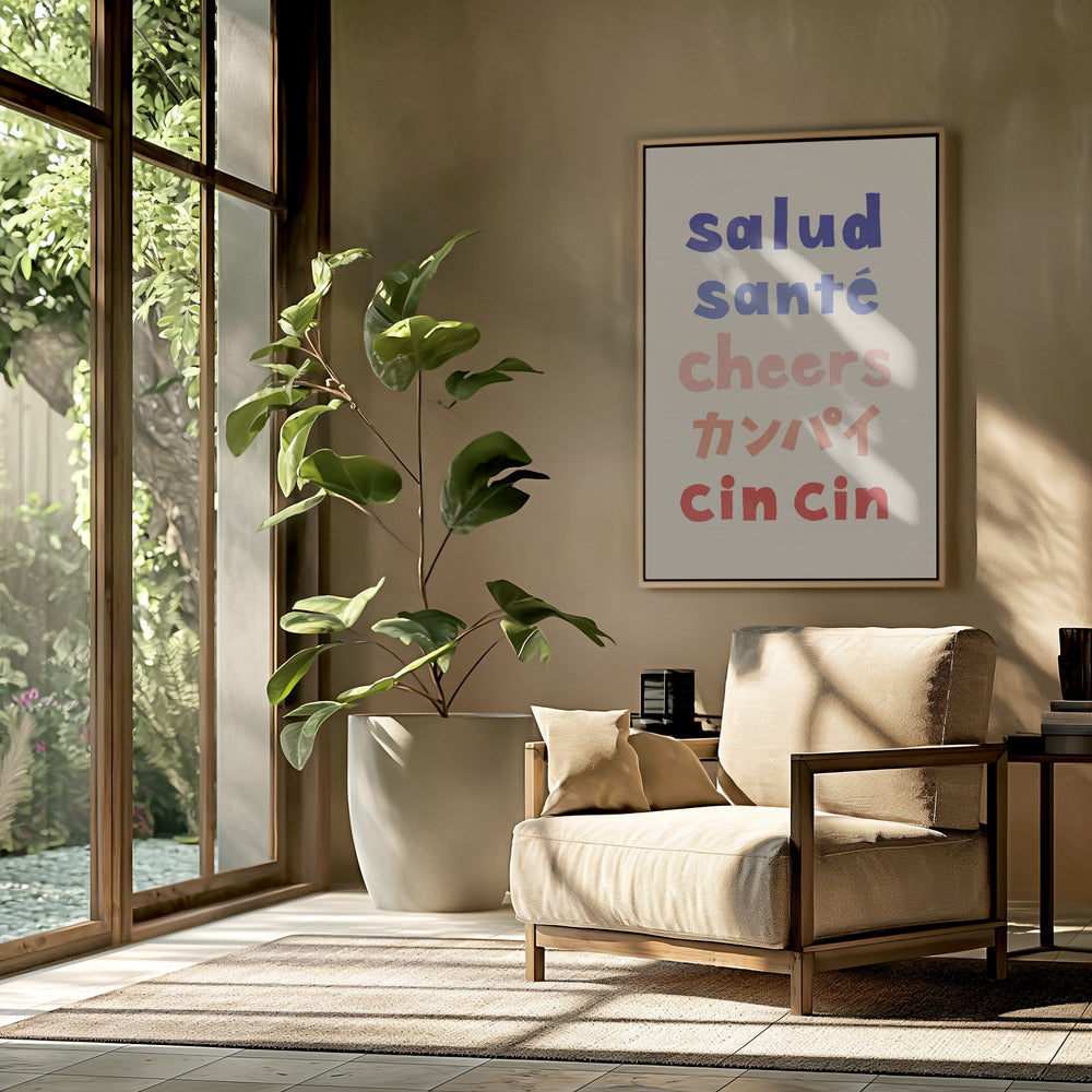 Proost typografie - Salud Santé Proost Kanpai Cin cin | Poster