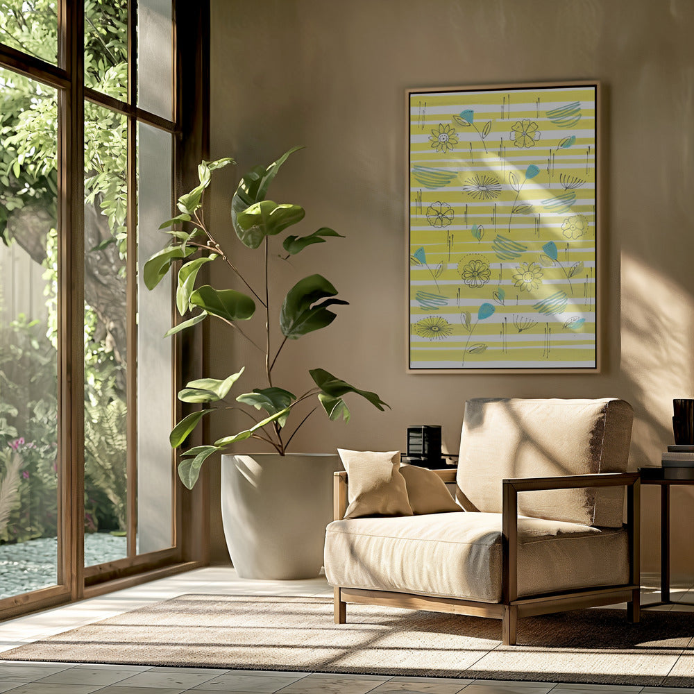 Strepen en bloemen | Poster