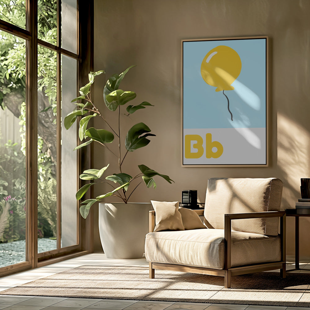 Gele ballonzweefwagen | Poster