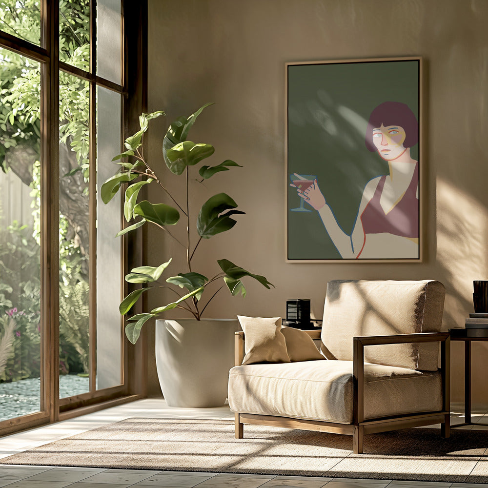 Dame met cocktailmartini | Poster