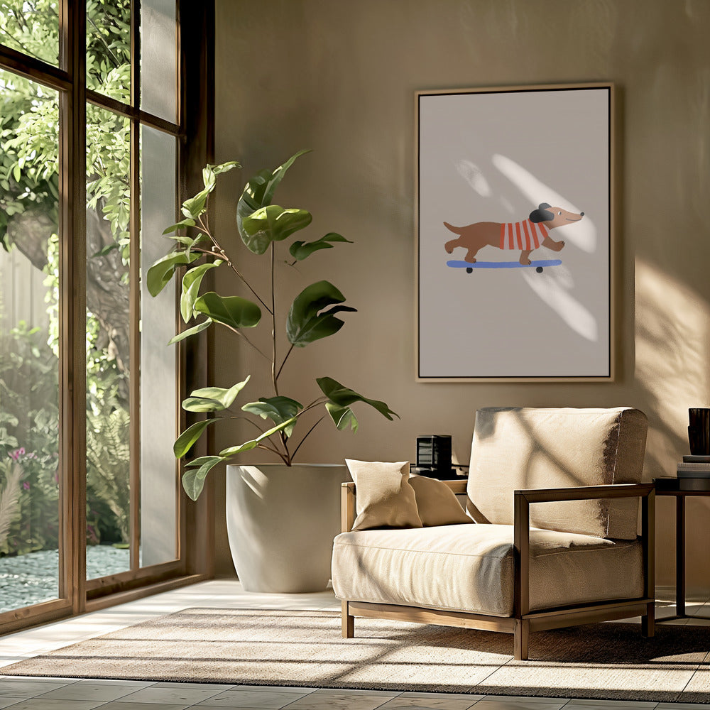 Teckel op skateboard | Poster