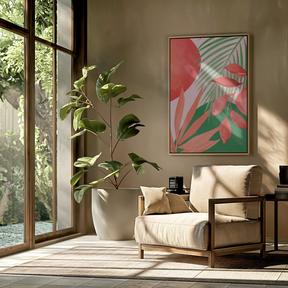 Abstracte kunst tropische tuin | Poster