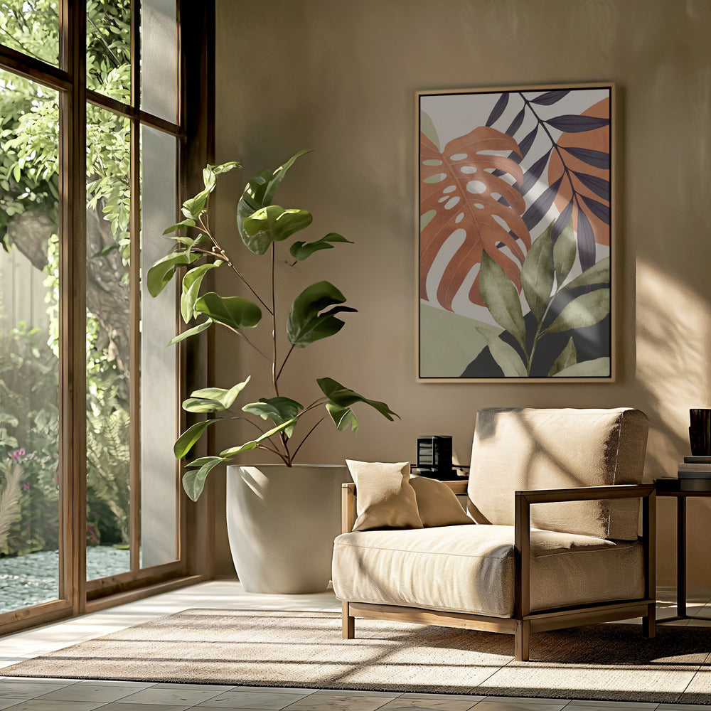 Abstracte kunst tropische bladeren | Poster