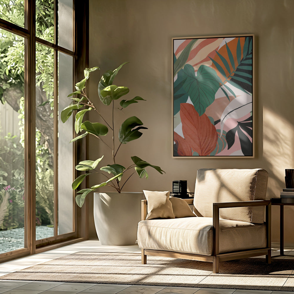 Abstracte kunst tropische bladeren | Poster
