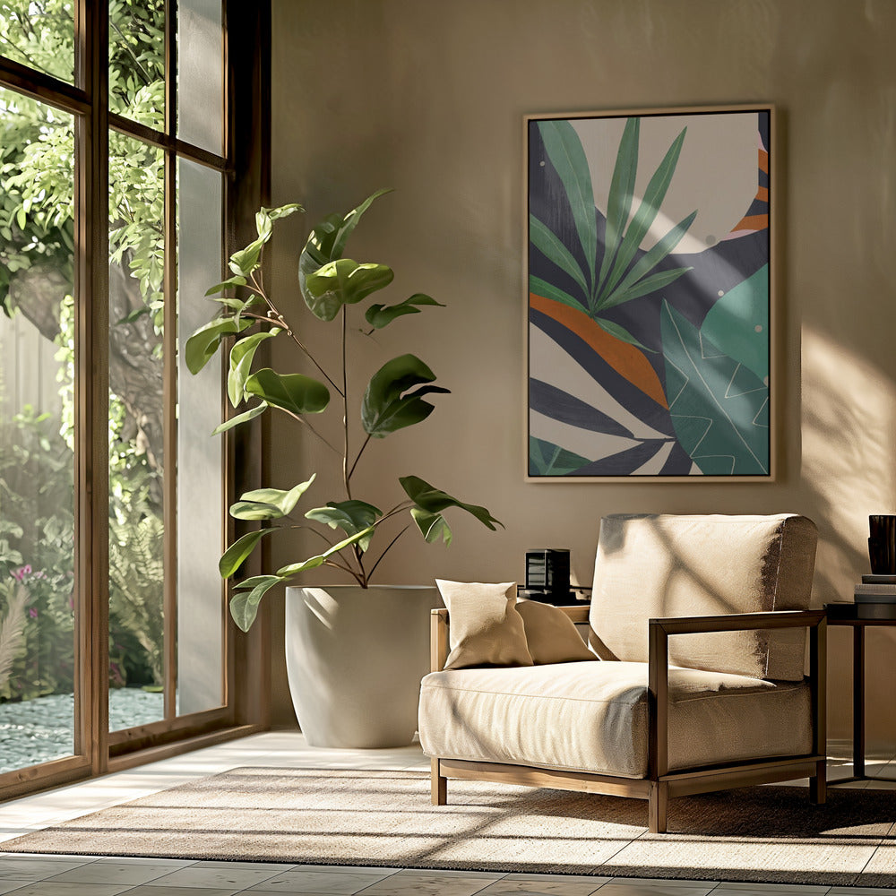 Abstracte kunst tropische bladeren | Poster