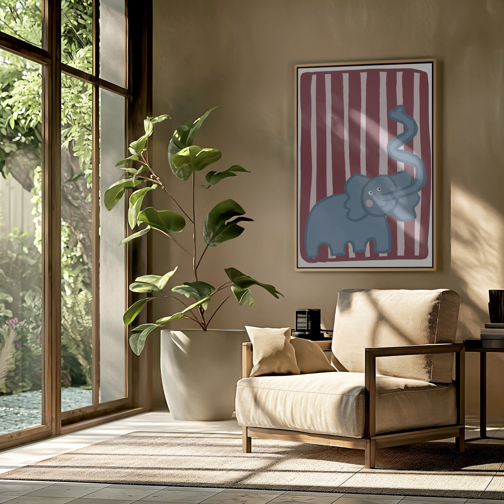Nieuwsgierige blauwe olifant | Poster