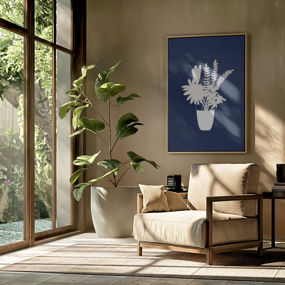 Sepia bloemensilhouet | Poster