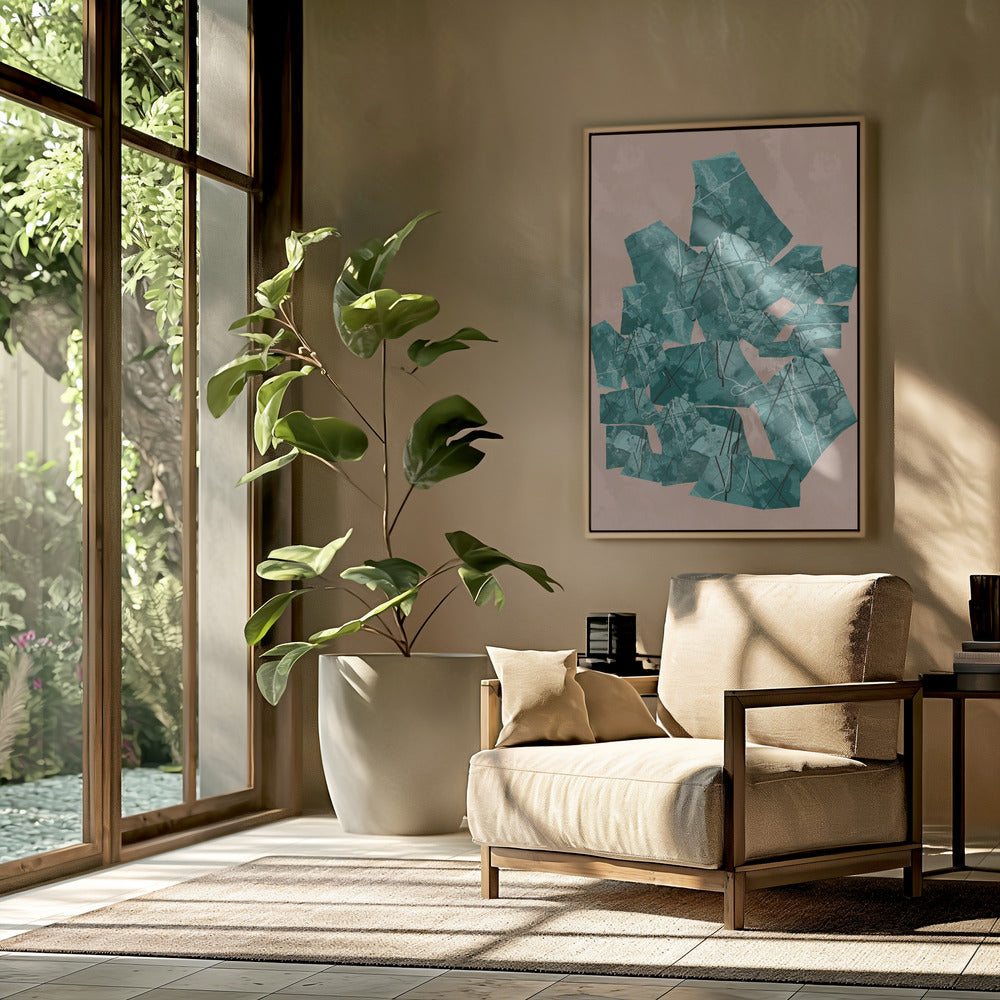 Groene geometrische vormen met textuurpatronen | Poster