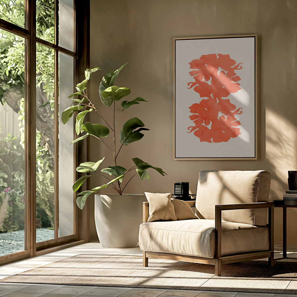 Oranje bloemensilhouetten | Poster