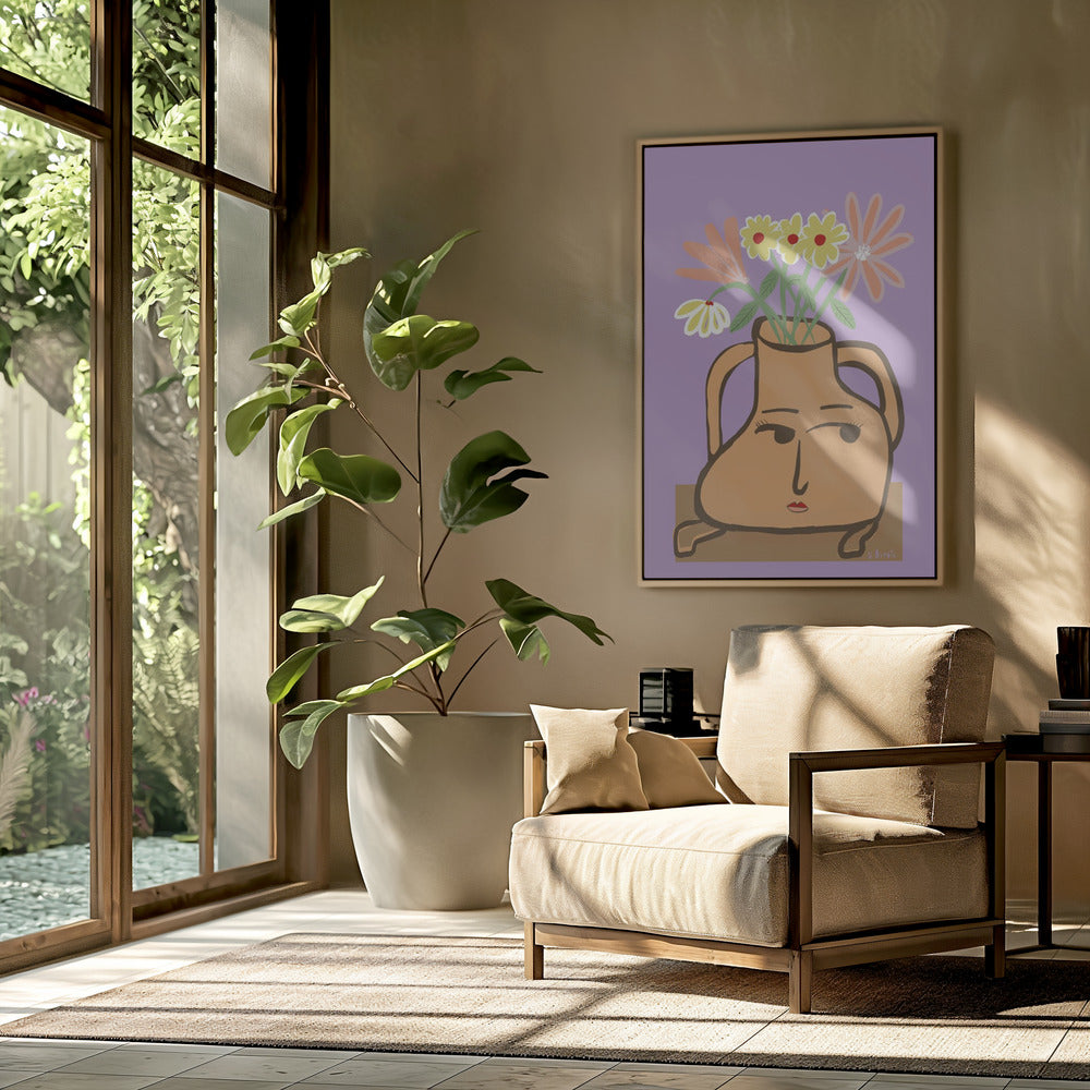 Dame vaas met bloemen | Poster