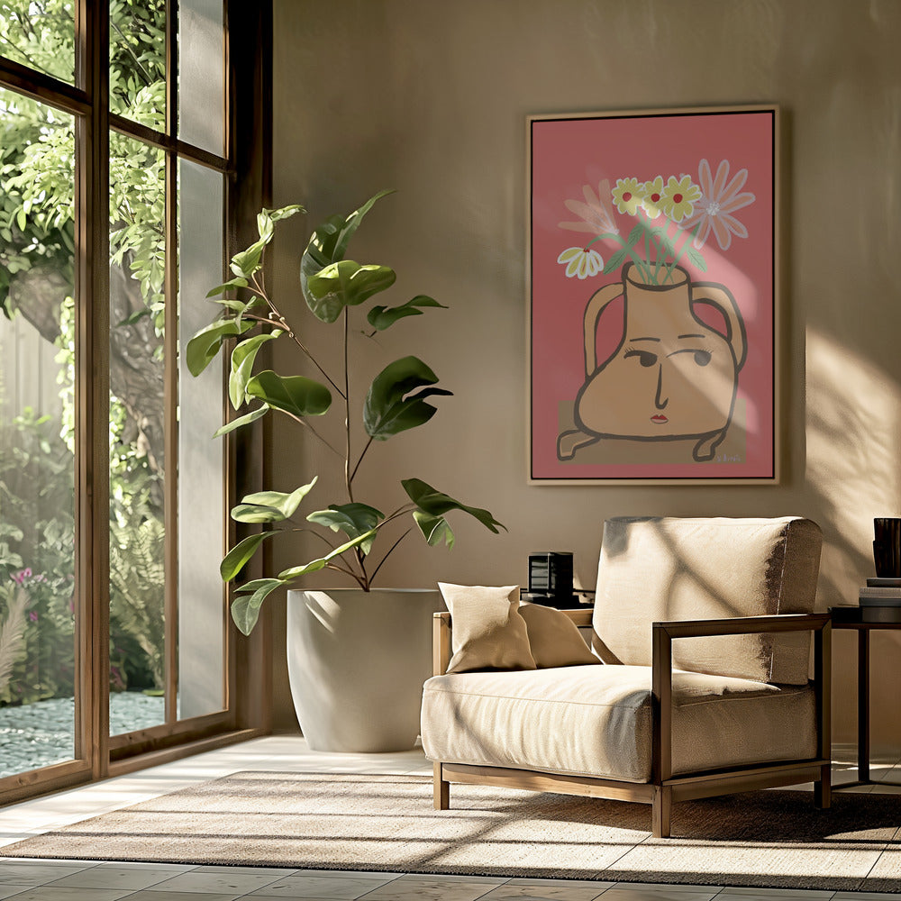 Dame vaas met bloemen | Poster