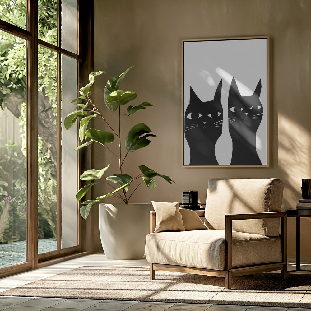 Twee zwarte katten | Poster