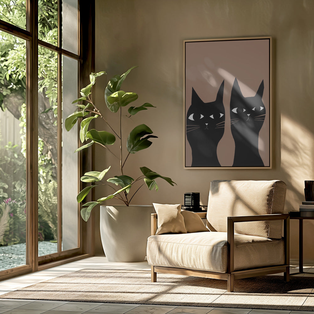 Twee zwarte katten | Poster