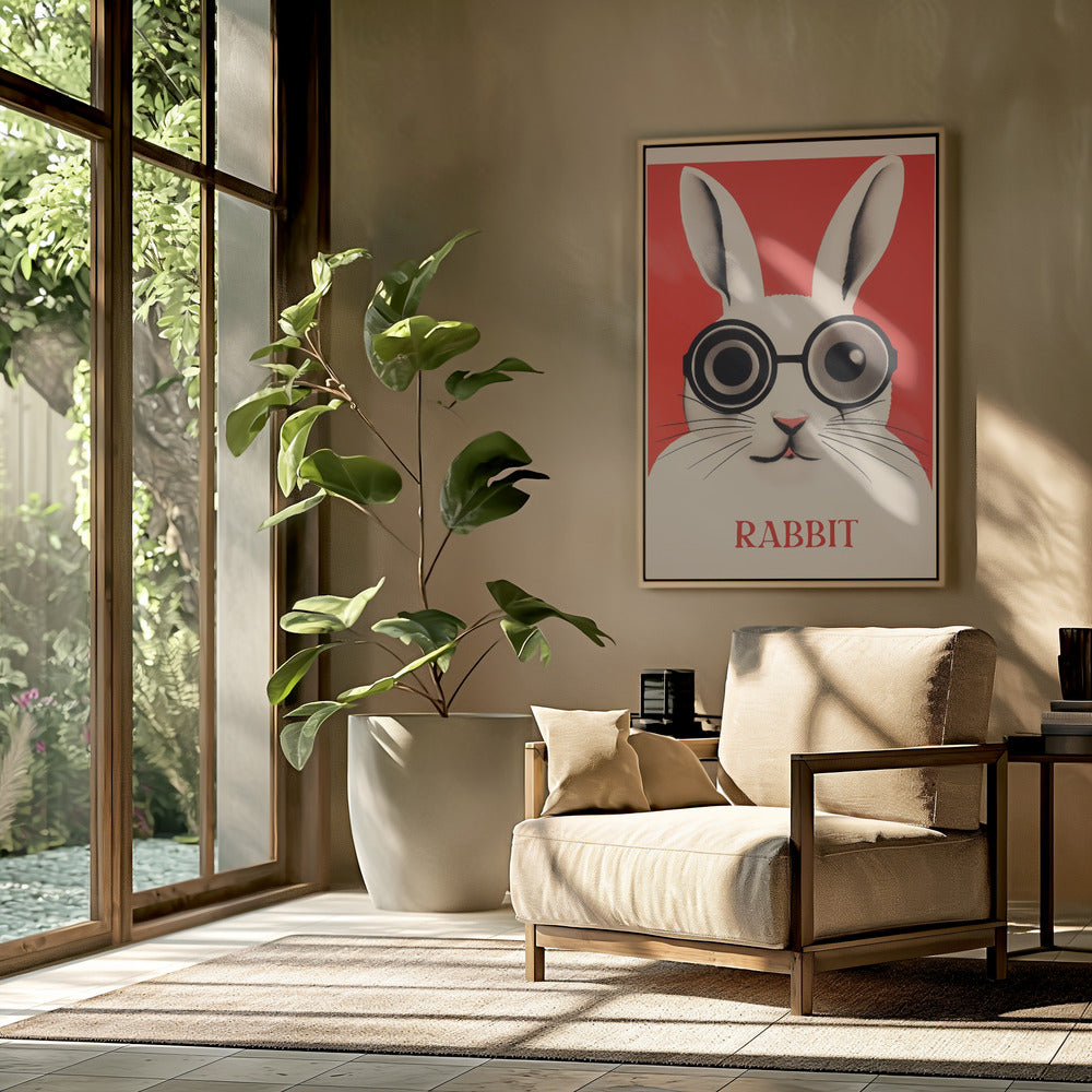 Konijn met oversized bril | Poster