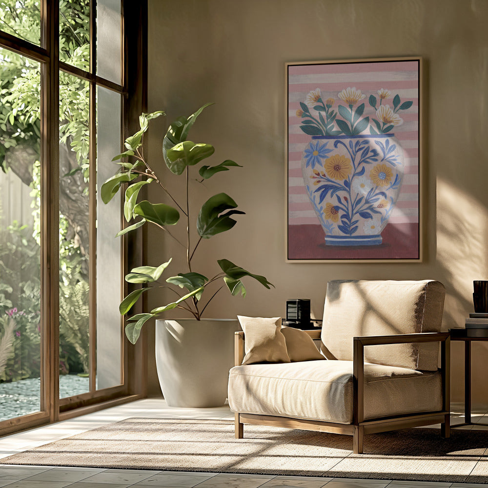 Potted Florals Pastels & Stripes | Poster