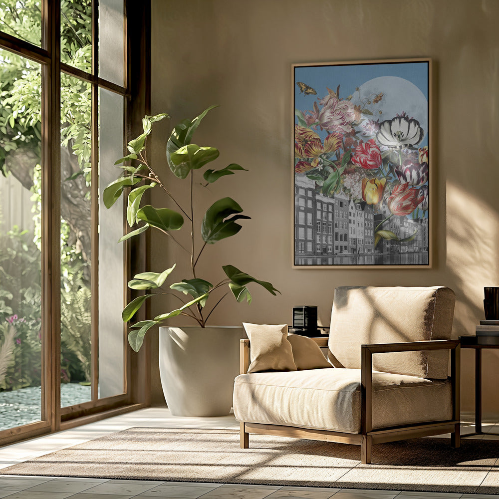 Levendige tulpen en ingewikkelde vlinders | Poster