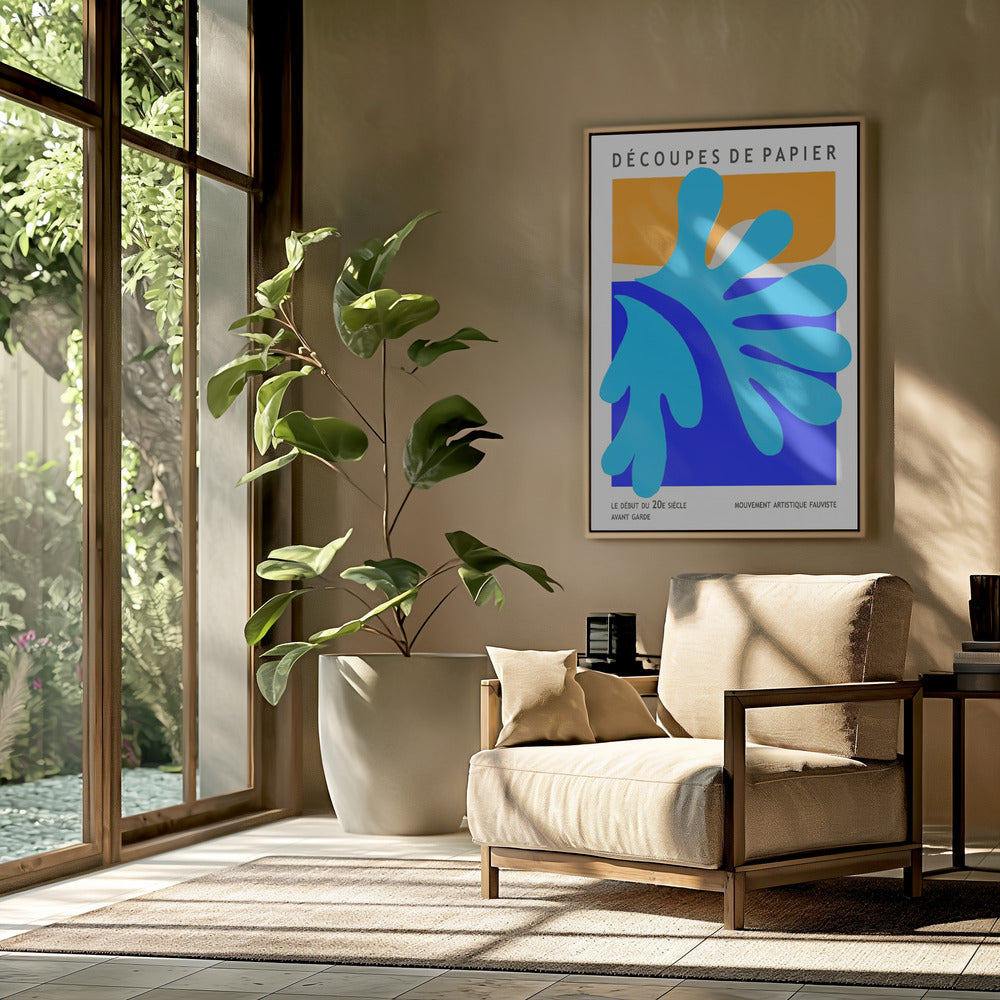 Blauwe Spatvormen | Poster