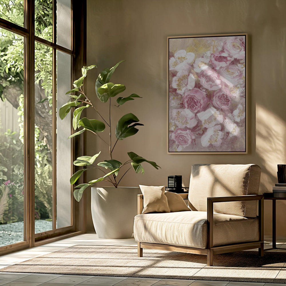 Bloemenboeket met roze rozen | Poster