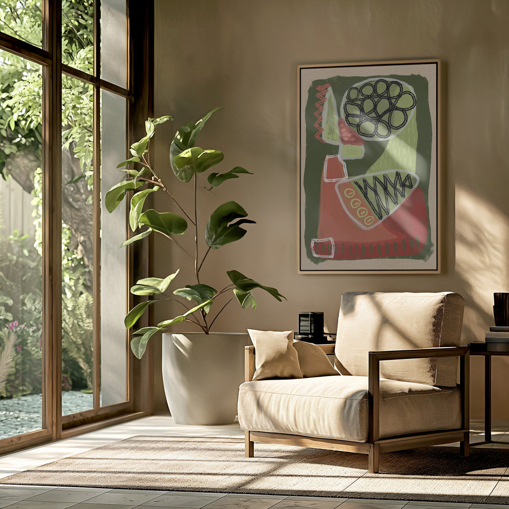 Abstract groen en rood | Poster