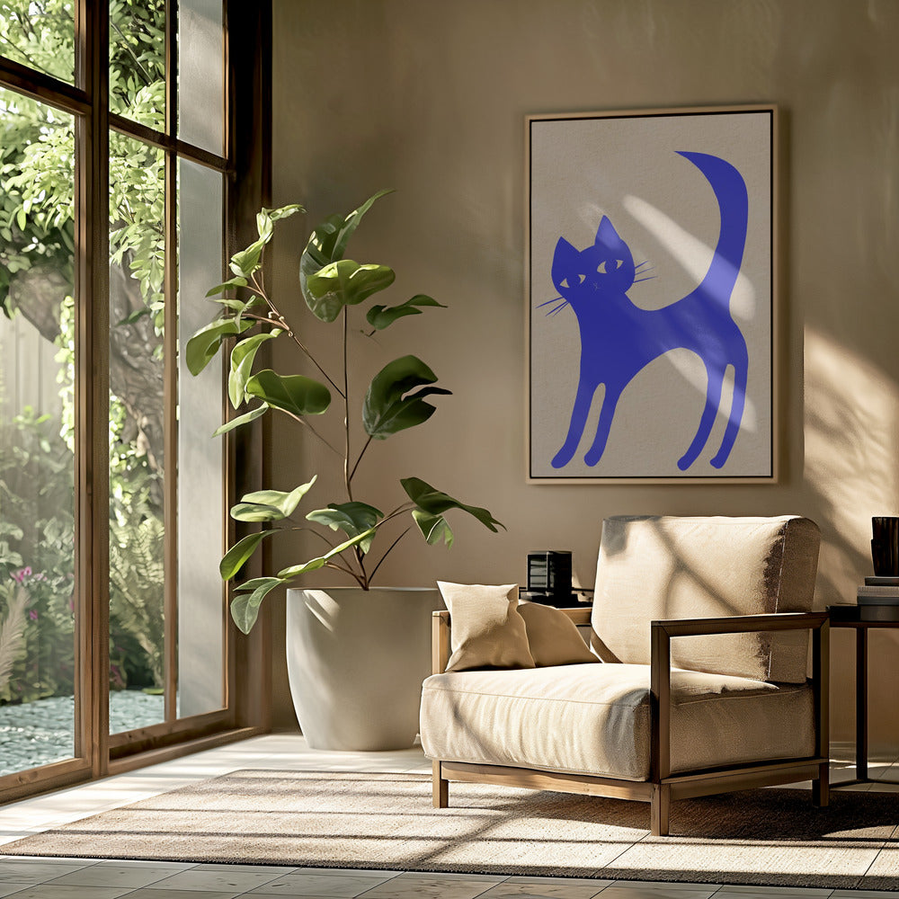 Lichtgevende BLAUWE kat | Poster