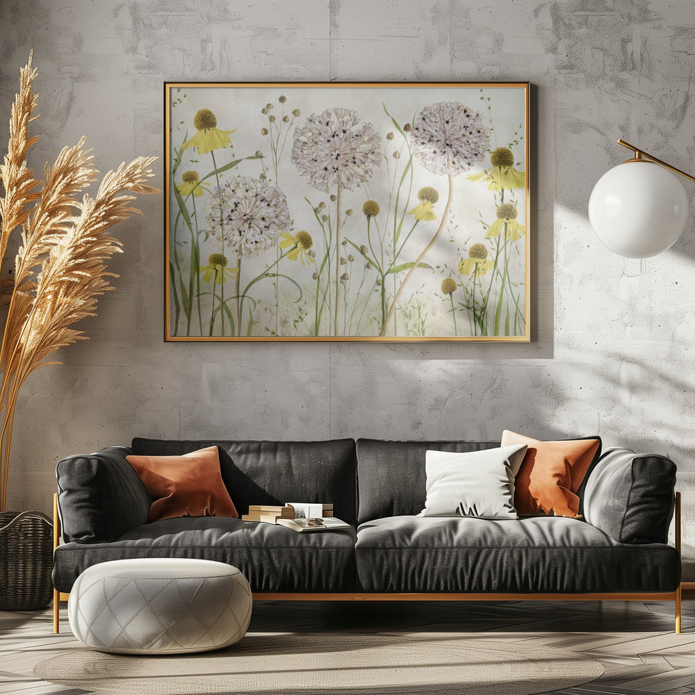 Alliums en heleniums | Canvas