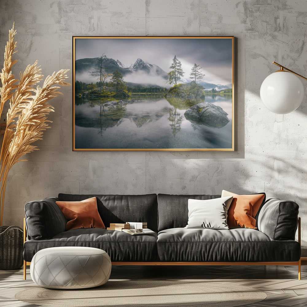 Regenachtige ochtend aan de Hintersee (Beieren) | Poster