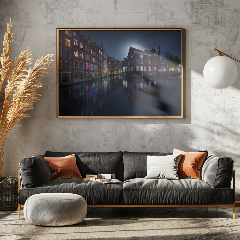 Maanlicht boven Amsterdam | Poster