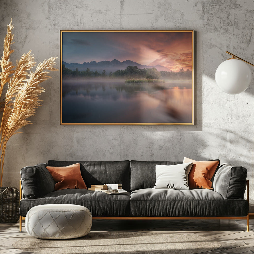 Dageraad bij het meer | Poster