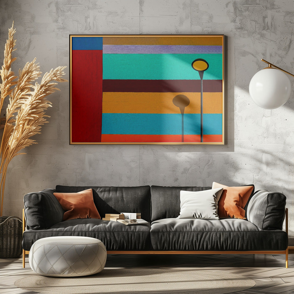 Lamp en gestreepte wand | Canvas