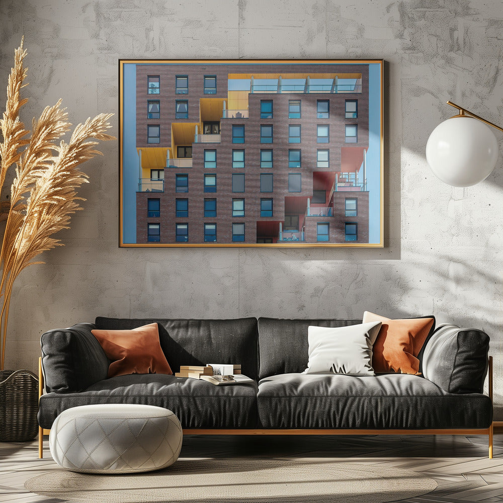 Geel-rood in de muur | Canvas