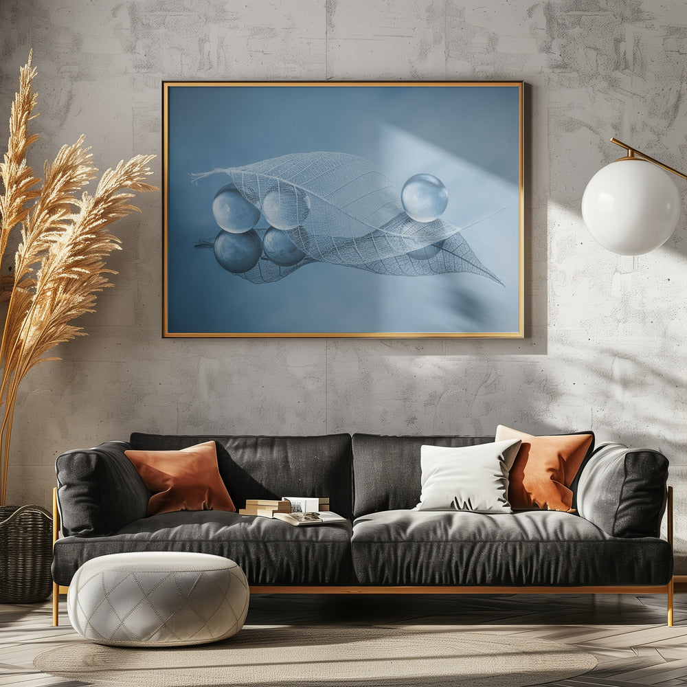 Droog blad en bubbels | Canvas