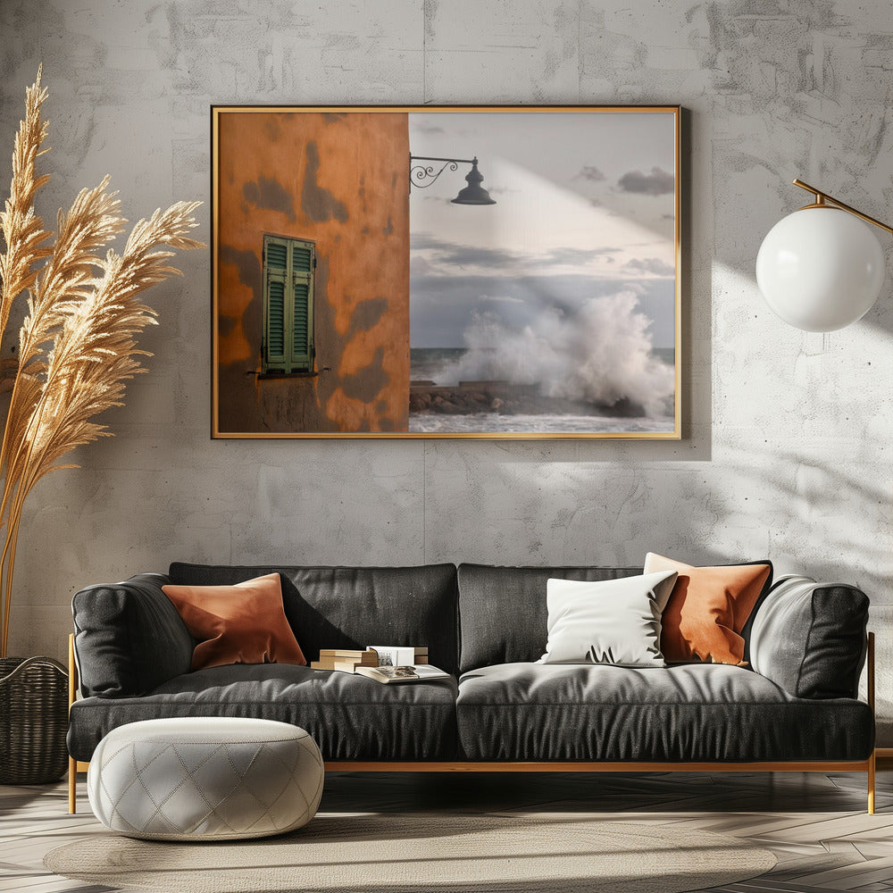 De muur en de golf | Canvas