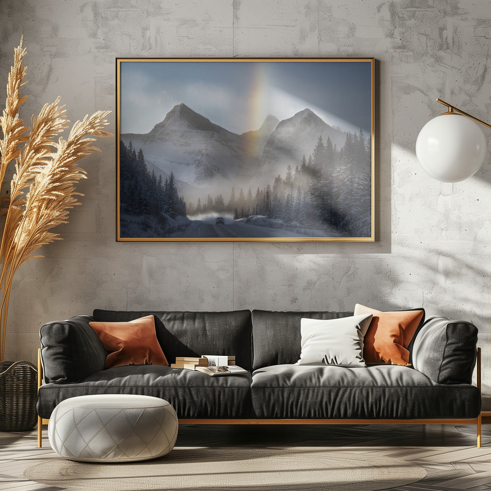 Rijden onder een bevroren regenboog | Canvas