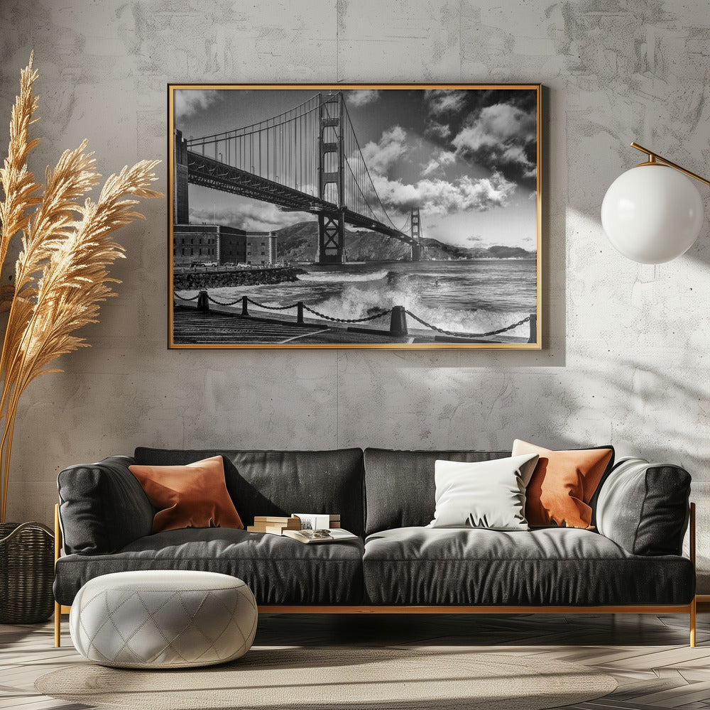 Surfen onder de Golden Gate Bridge | Poster