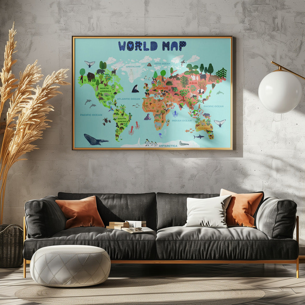 Wereldkaart voor kinderen | Canvas