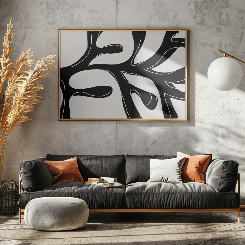 Abstract Twig Zwart-Wit | Canvas
