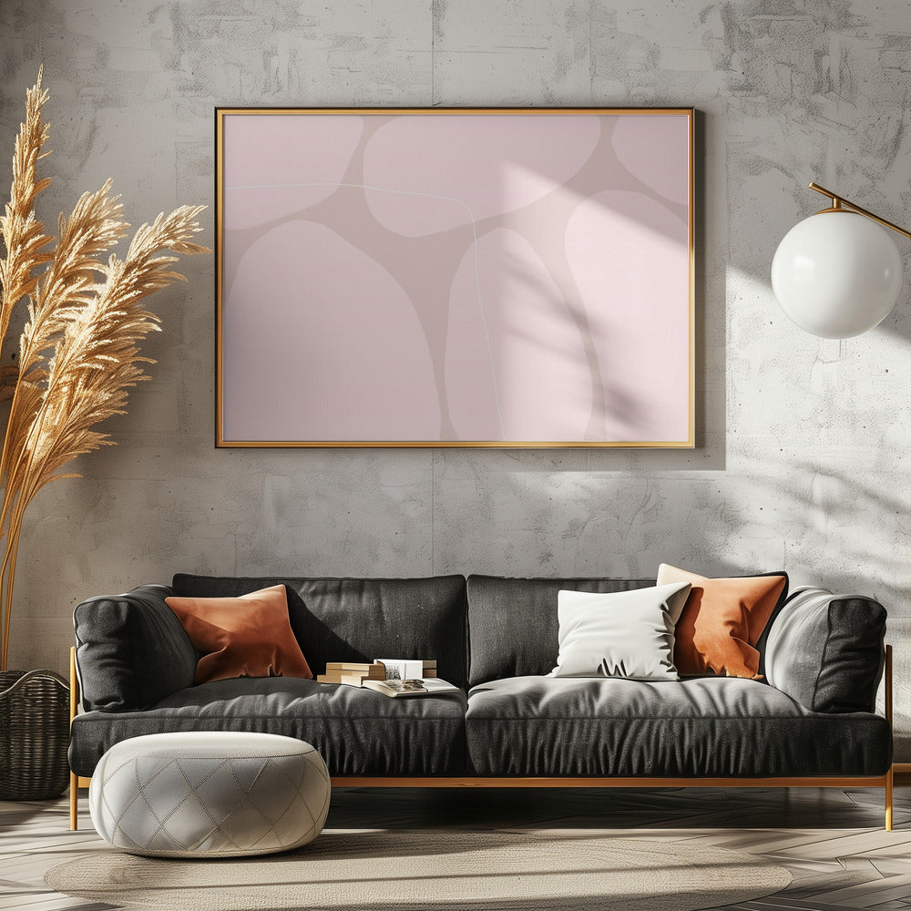 Pink Organic Shapes And Thin White Lines | Poster