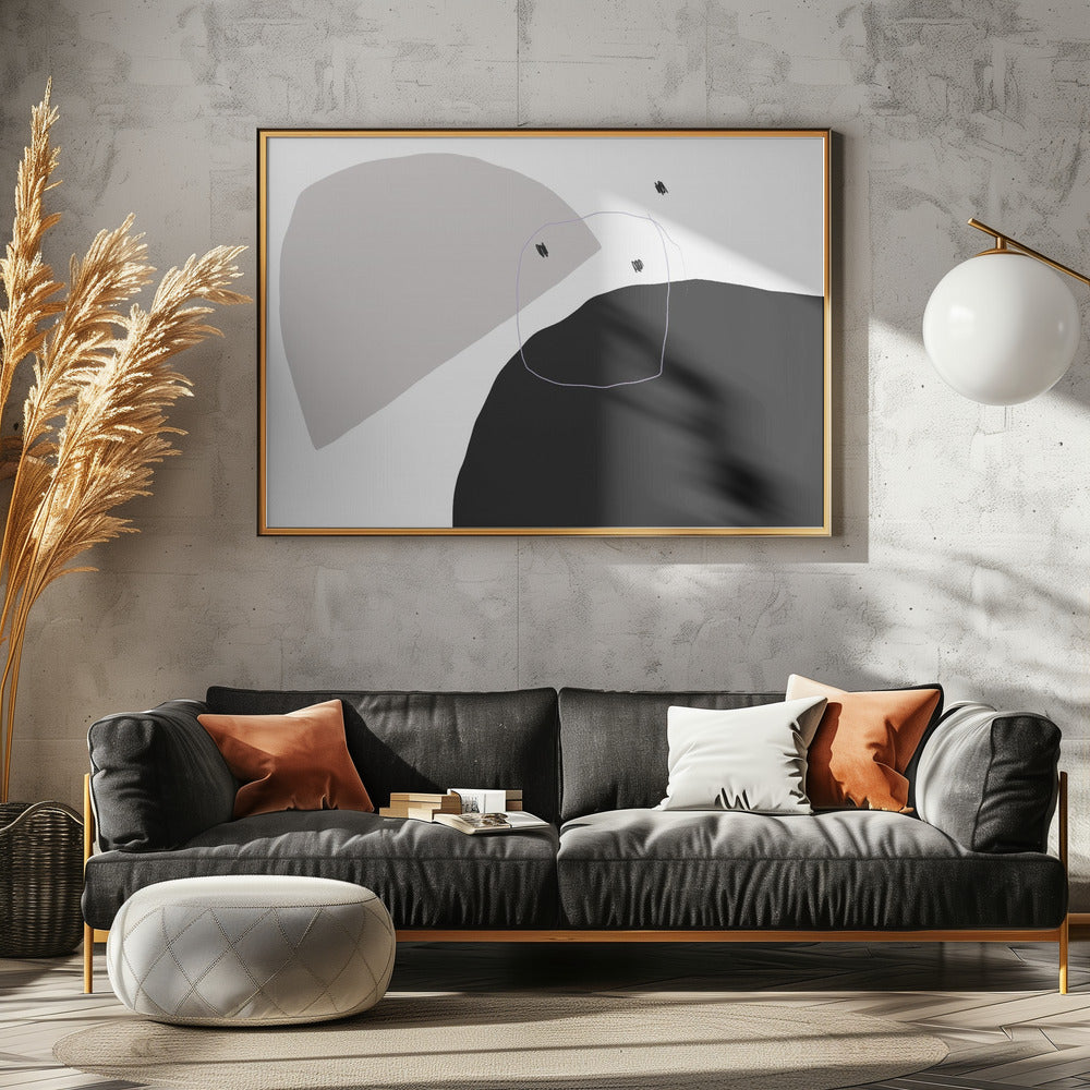 Monochrome zwarte en grijze vormen | Poster