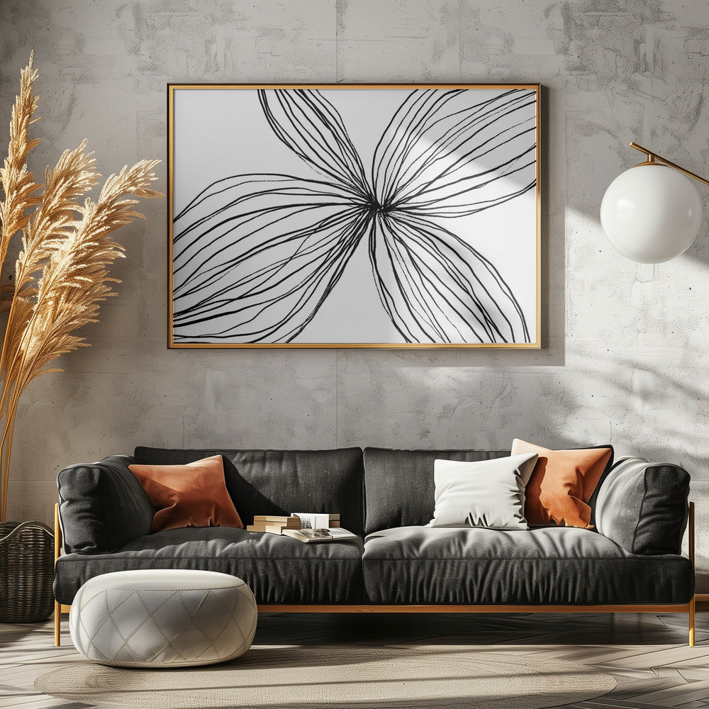 Elegante zwart-witte bloemblaadjes | Canvas