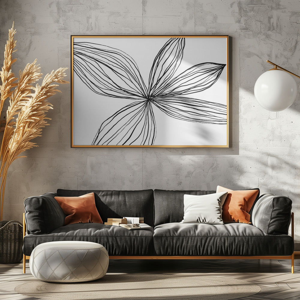 Minimalistische zwart-witte bloemblaadjes | Canvas