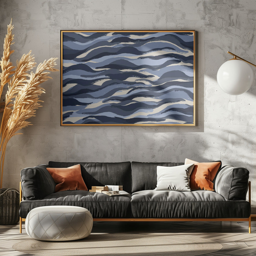 Golven van indigo | Canvas