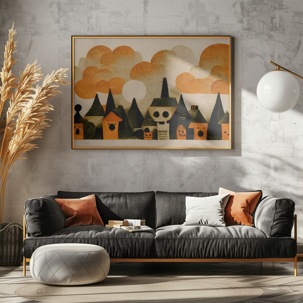 Spookachtig dorpsgezicht | Canvas
