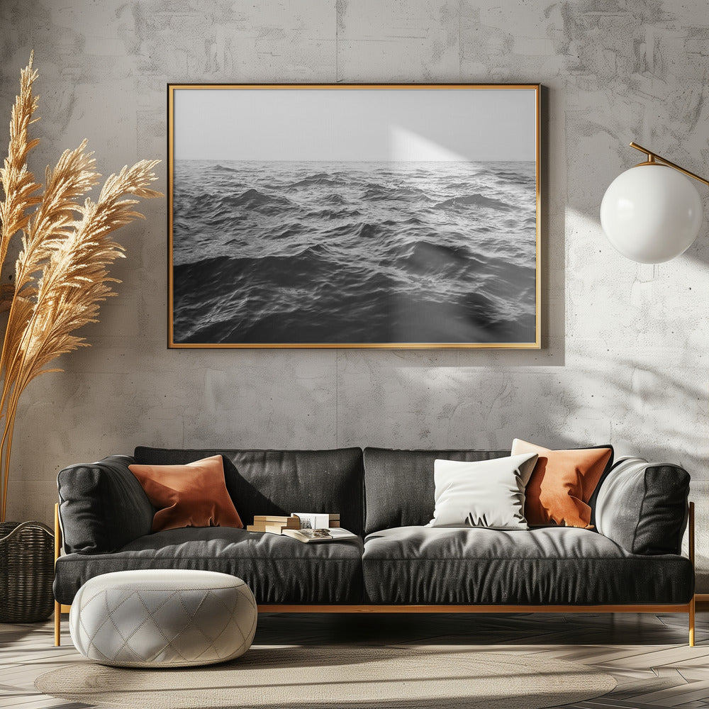 Golvende Horizon Zwart-wit | Canvas