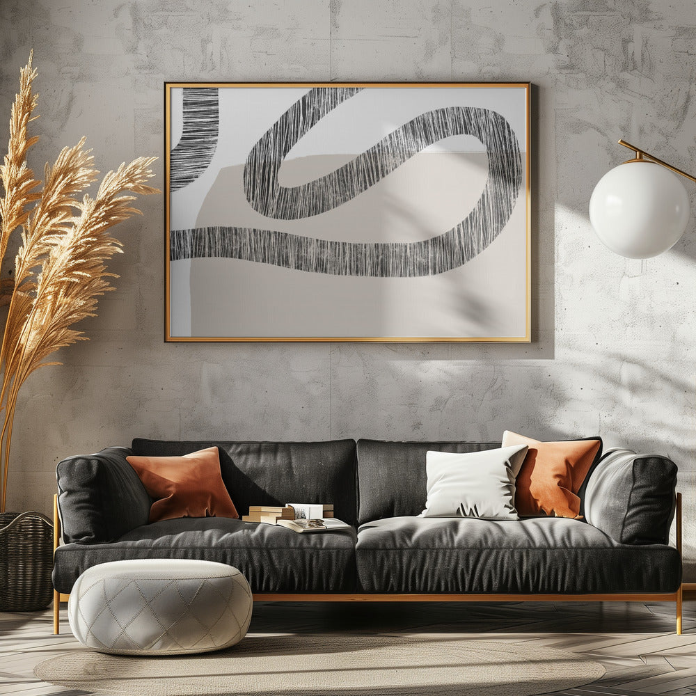 Gestructureerde lijnen op een beige en witte achtergrond | Canvas