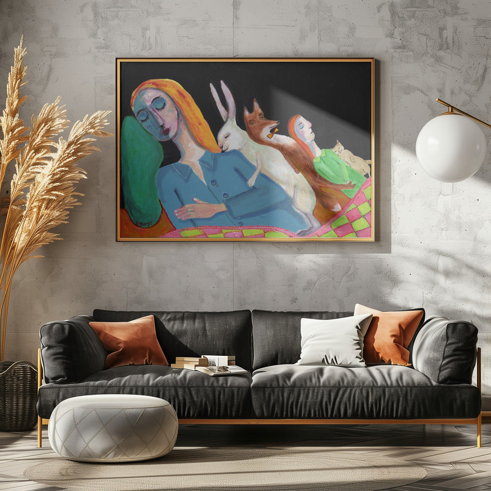 Vijf in bed | Canvas