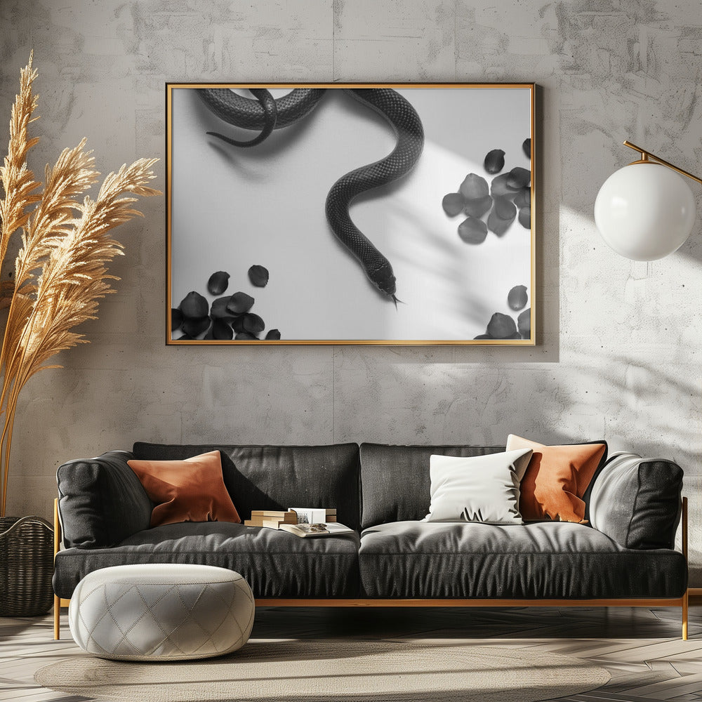 Zwarte slang zwerft | Canvas
