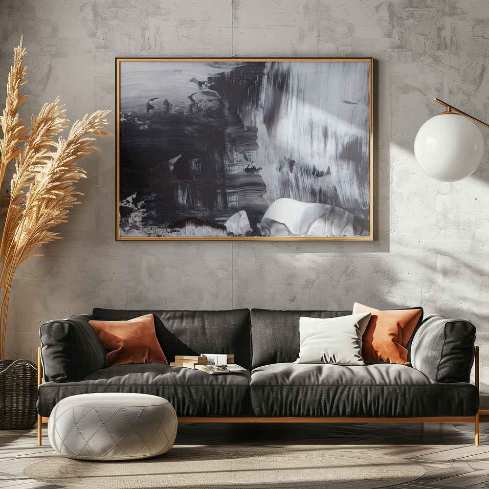 Dynamic Black And White Brushstrokes | Canvas